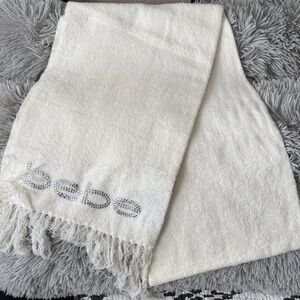 Bebe Cream Scarf with Silver Logo